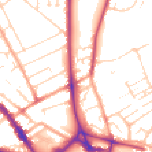 Daytime road noise heatmap for LU3 1DF