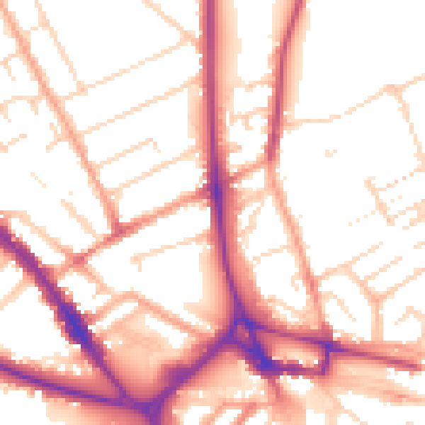Daytime road noise heatmap for LU3 1DH