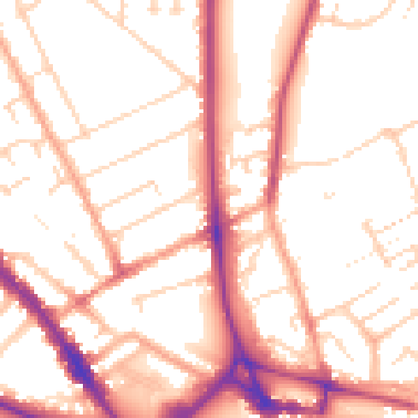 Daytime road noise heatmap for LU3 1DJ