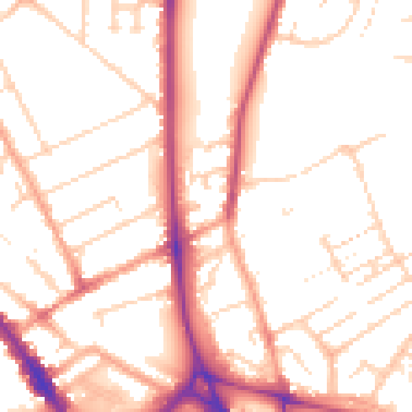 Daytime road noise heatmap for LU3 1DL