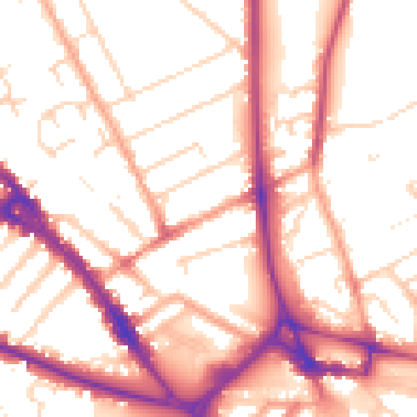 Daytime road noise heatmap for LU3 1DN