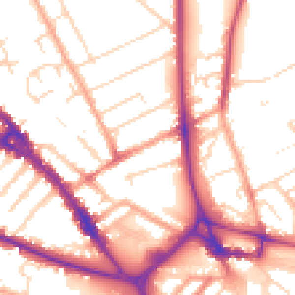 Daytime road noise heatmap for LU3 1DP