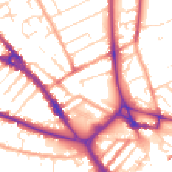 Daytime road noise heatmap for LU3 1DQ