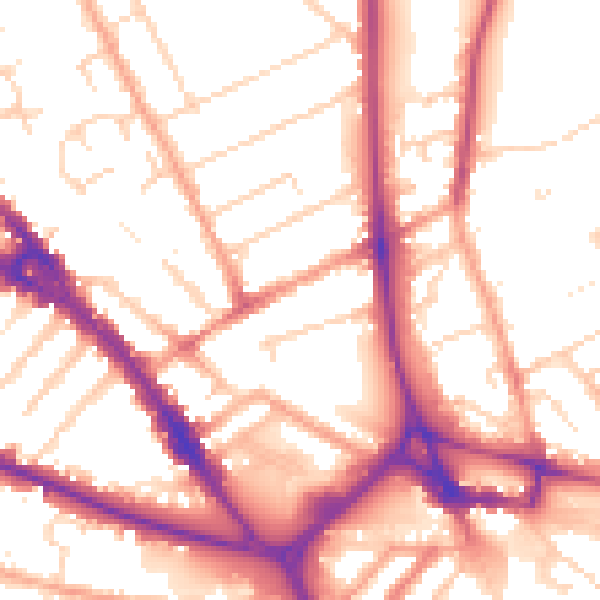 Daytime road noise heatmap for LU3 1DR