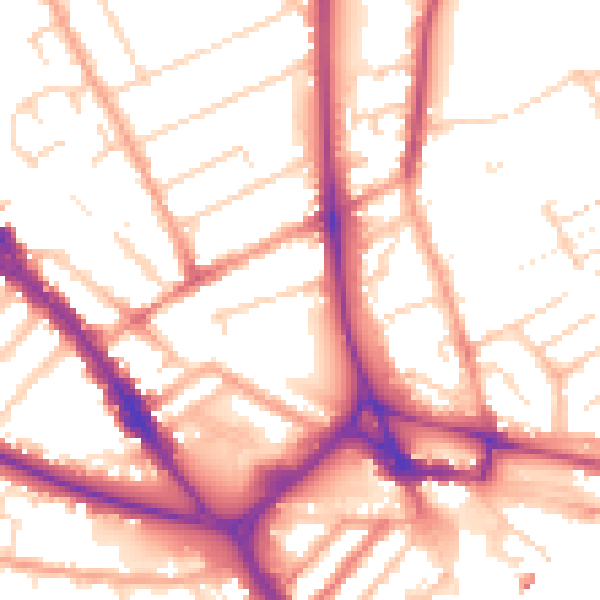Daytime road noise heatmap for LU3 1DS