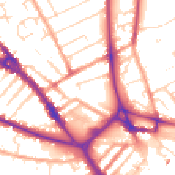 Daytime road noise heatmap for LU3 1DU