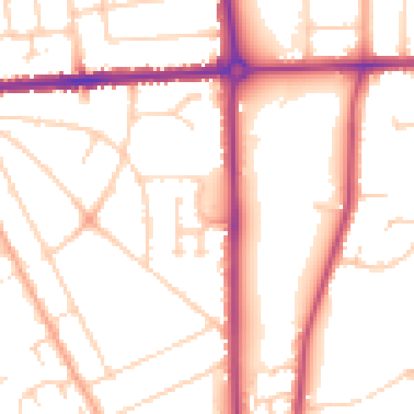 Daytime road noise heatmap for LU3 1DY