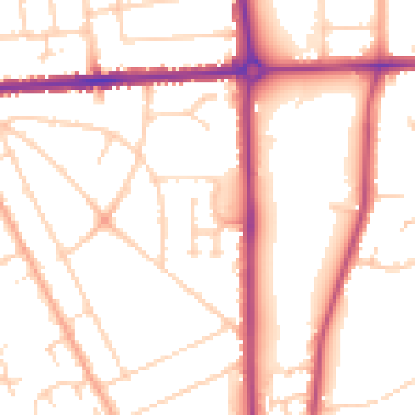 Daytime road noise heatmap for LU3 1EA