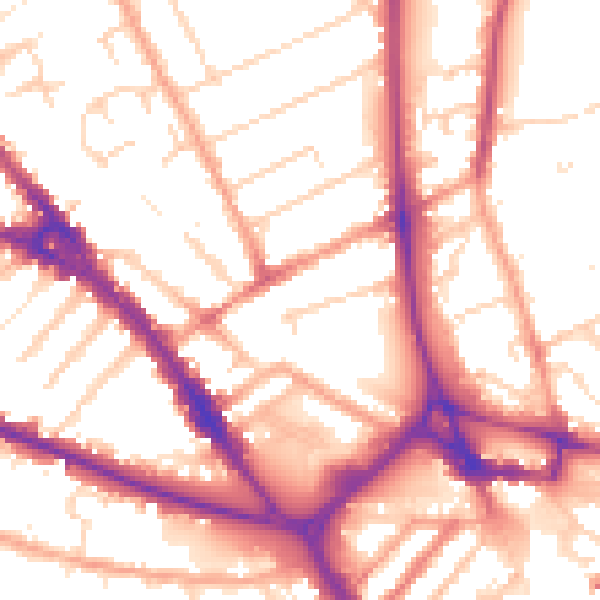 Daytime road noise heatmap for LU3 1ED