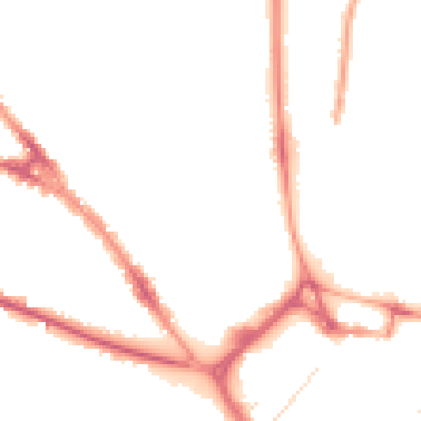 Night-time road noise heatmap for LU3 1ED