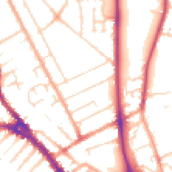 Daytime road noise heatmap for LU3 1EE