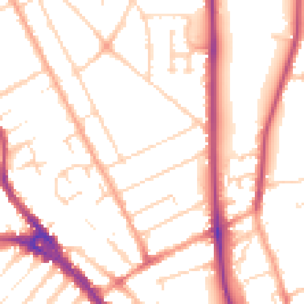 Daytime road noise heatmap for LU3 1EF