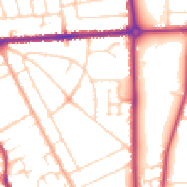Daytime road noise heatmap for LU3 1EN