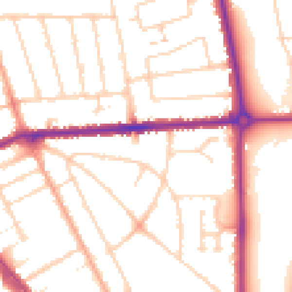 Daytime road noise heatmap for LU3 1FJ