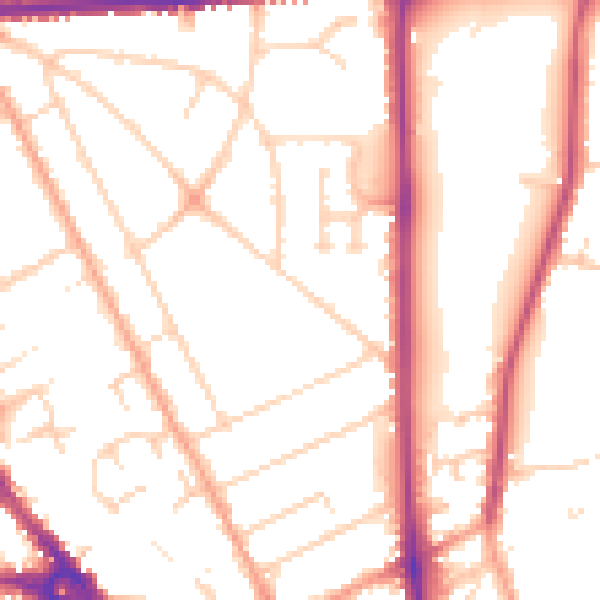 Daytime road noise heatmap for LU3 1HE