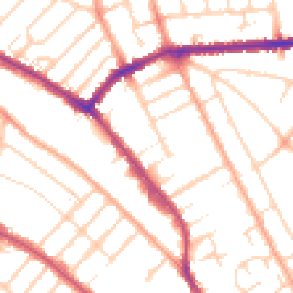 Daytime road noise heatmap for LU3 1JG
