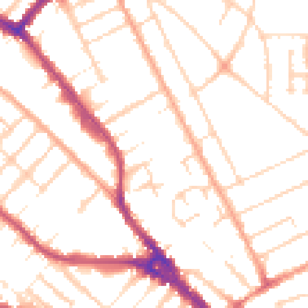 Daytime road noise heatmap for LU3 1JX