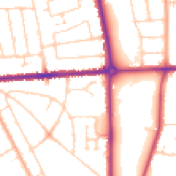 Daytime road noise heatmap for LU3 1ND