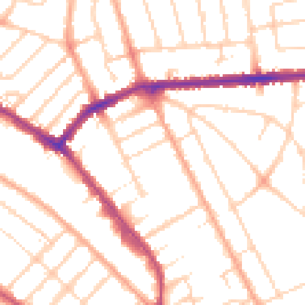 Daytime road noise heatmap for LU3 1NT