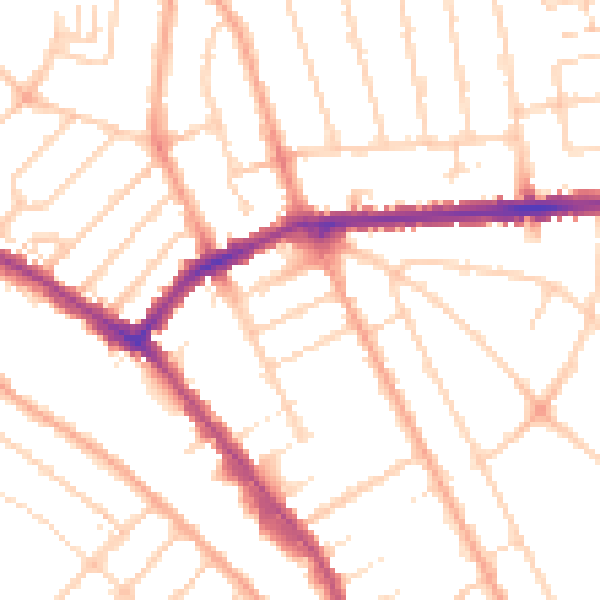 Daytime road noise heatmap for LU3 1NU