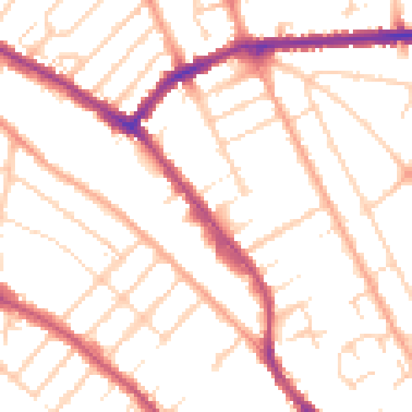 Daytime road noise heatmap for LU3 1RB