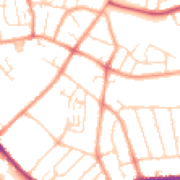 Daytime road noise heatmap for LU3 1SX