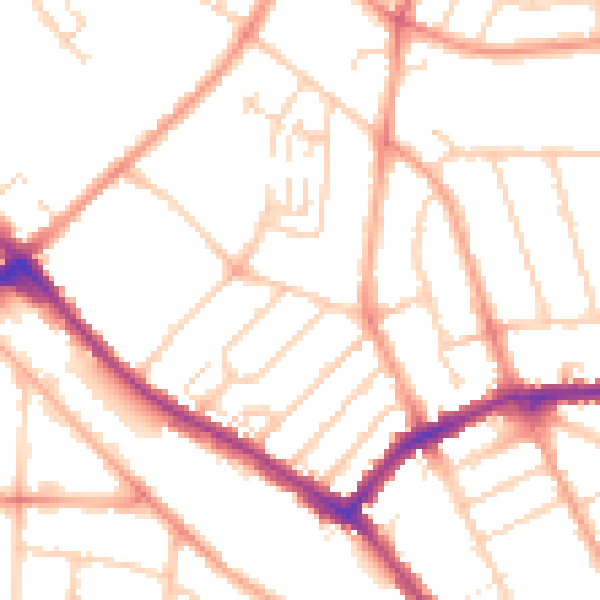 Daytime road noise heatmap for LU3 1TG