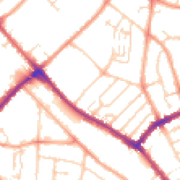 Daytime road noise heatmap for LU3 1TJ