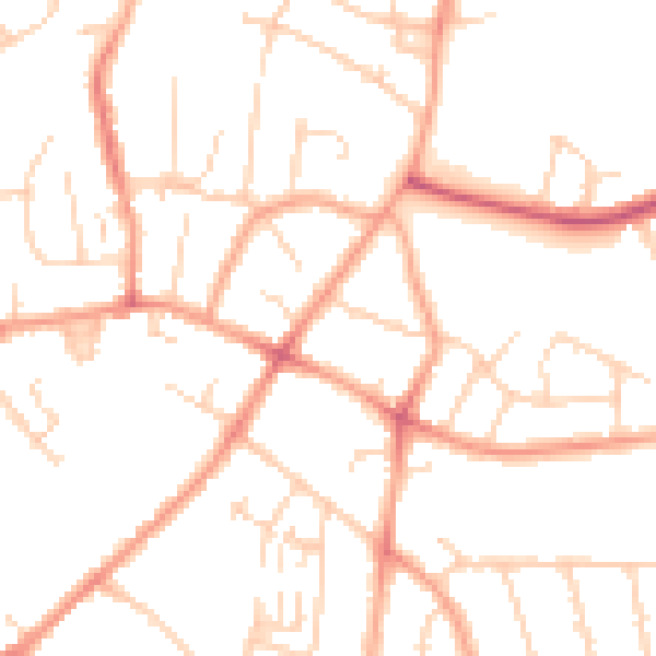 Daytime road noise heatmap for LU3 1TT
