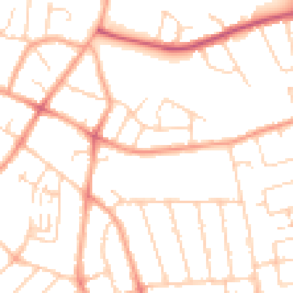 Daytime road noise heatmap for LU3 1TY
