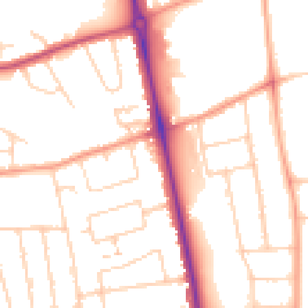 Daytime road noise heatmap for LU3 1UE