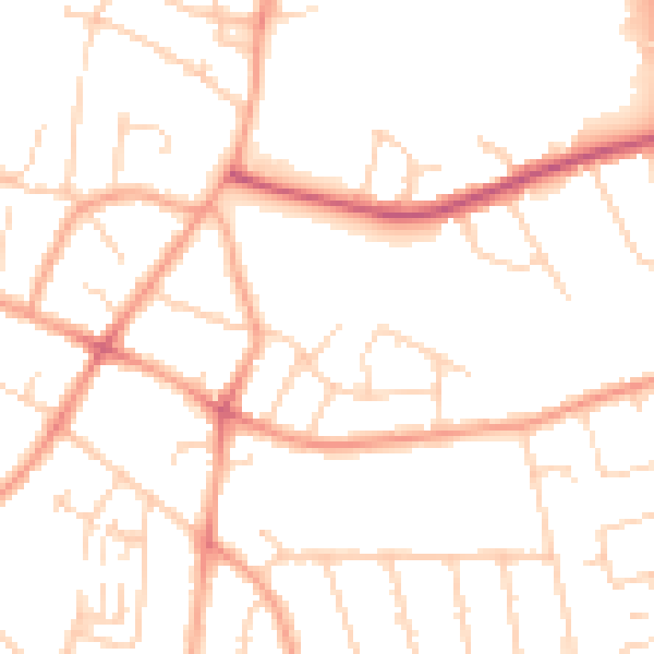 Daytime road noise heatmap for LU3 1UZ