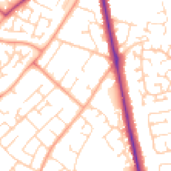 Daytime road noise heatmap for LU3 2EB