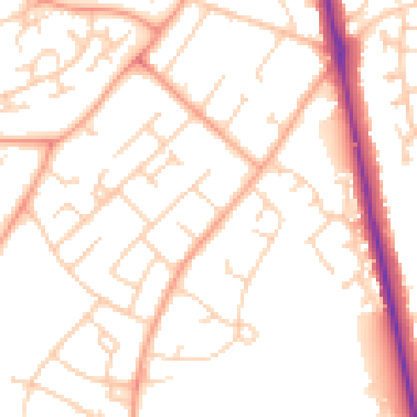 Daytime road noise heatmap for LU3 2HB