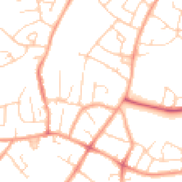 Daytime road noise heatmap for LU3 2LZ