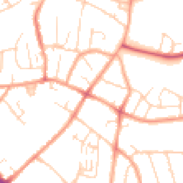 Daytime road noise heatmap for LU3 2NF
