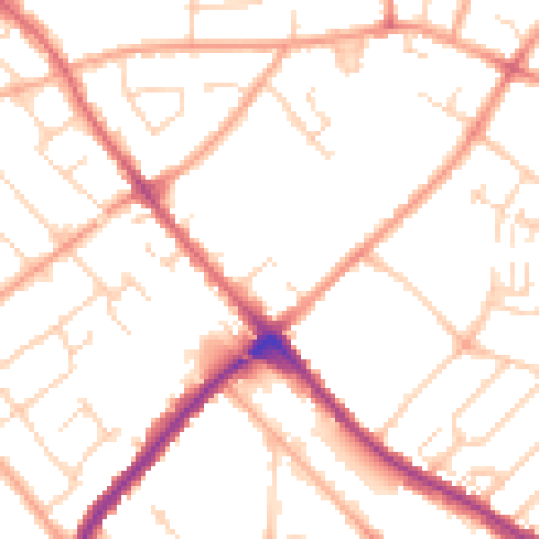 Daytime road noise heatmap for LU3 2NW