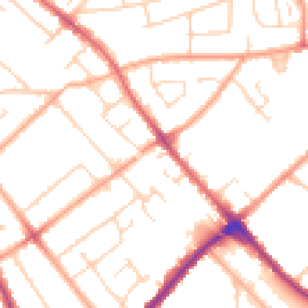 Daytime road noise heatmap for LU3 2QS