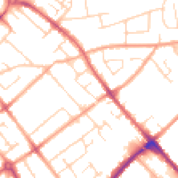 Daytime road noise heatmap for LU3 2QY
