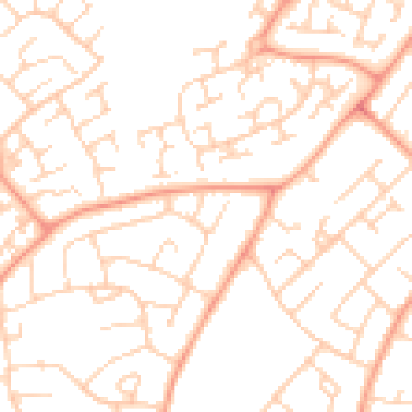 Daytime road noise heatmap for LU3 2UQ