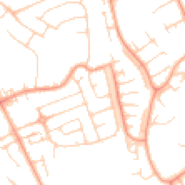 Daytime road noise heatmap for LU3 3DQ