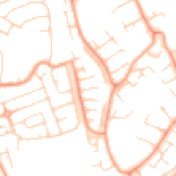 Daytime road noise heatmap for LU3 3NG