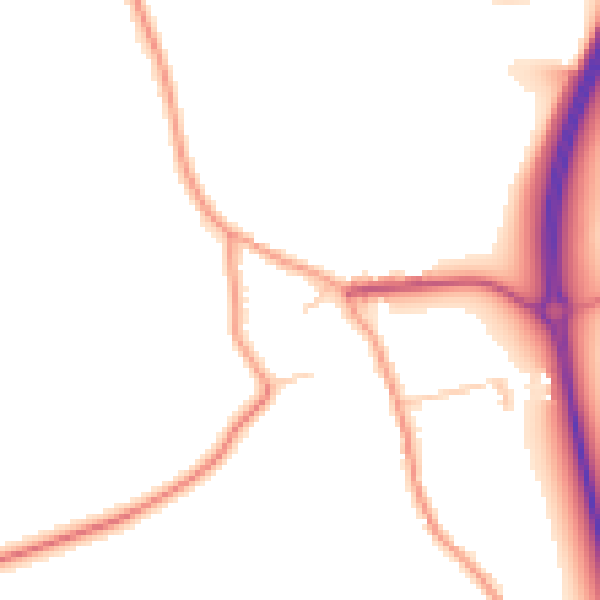 Daytime road noise heatmap for LU3 3PZ