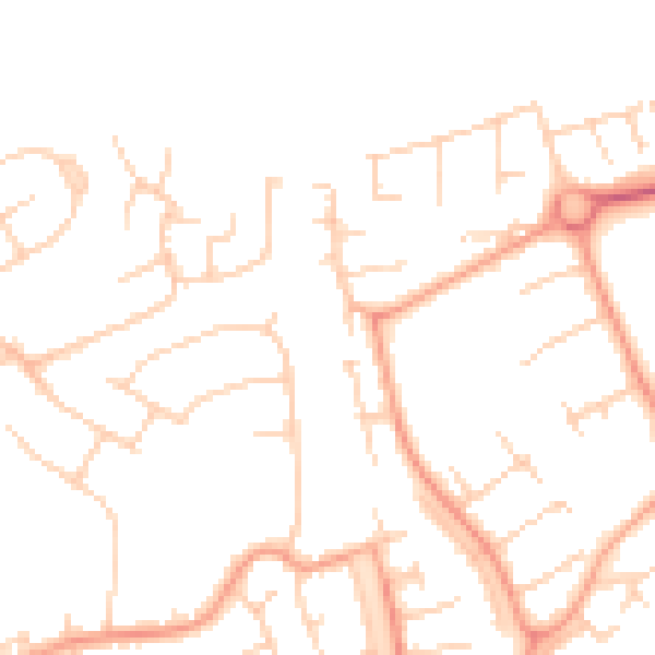 Daytime road noise heatmap for LU3 3TQ