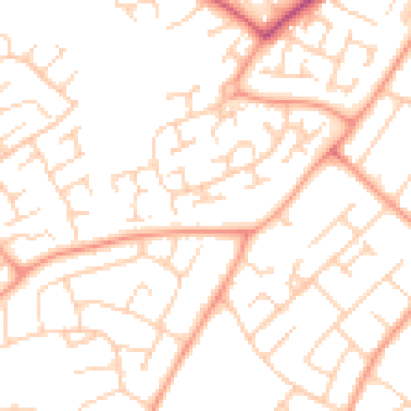 Daytime road noise heatmap for LU3 3XJ