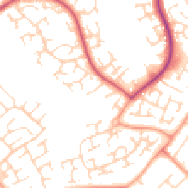 Daytime road noise heatmap for LU3 4AG