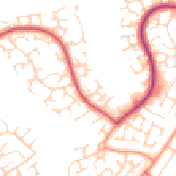 Daytime road noise heatmap for LU3 4DB