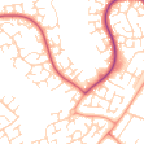 Daytime road noise heatmap for LU3 4DD