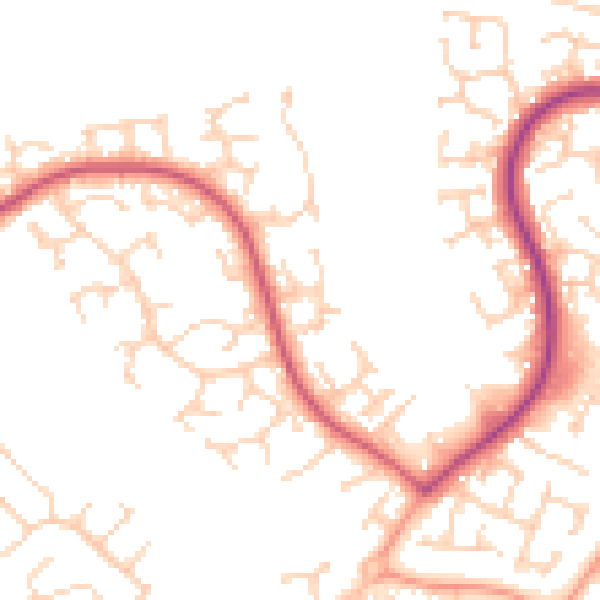 Daytime road noise heatmap for LU3 4DE