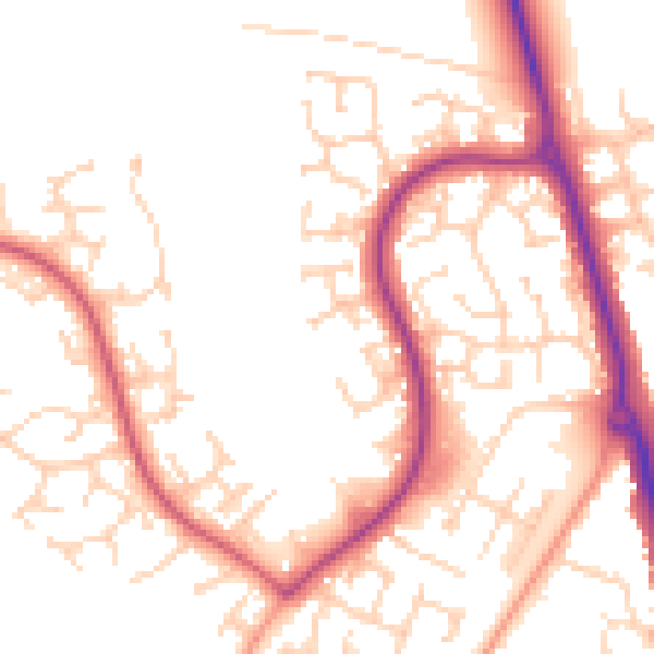 Daytime road noise heatmap for LU3 4DT